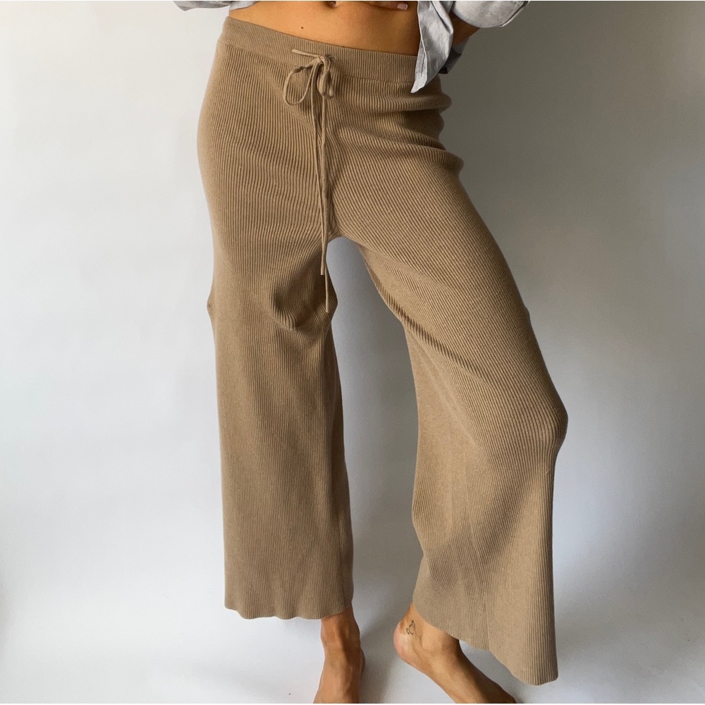 Beige Ribbed Pants